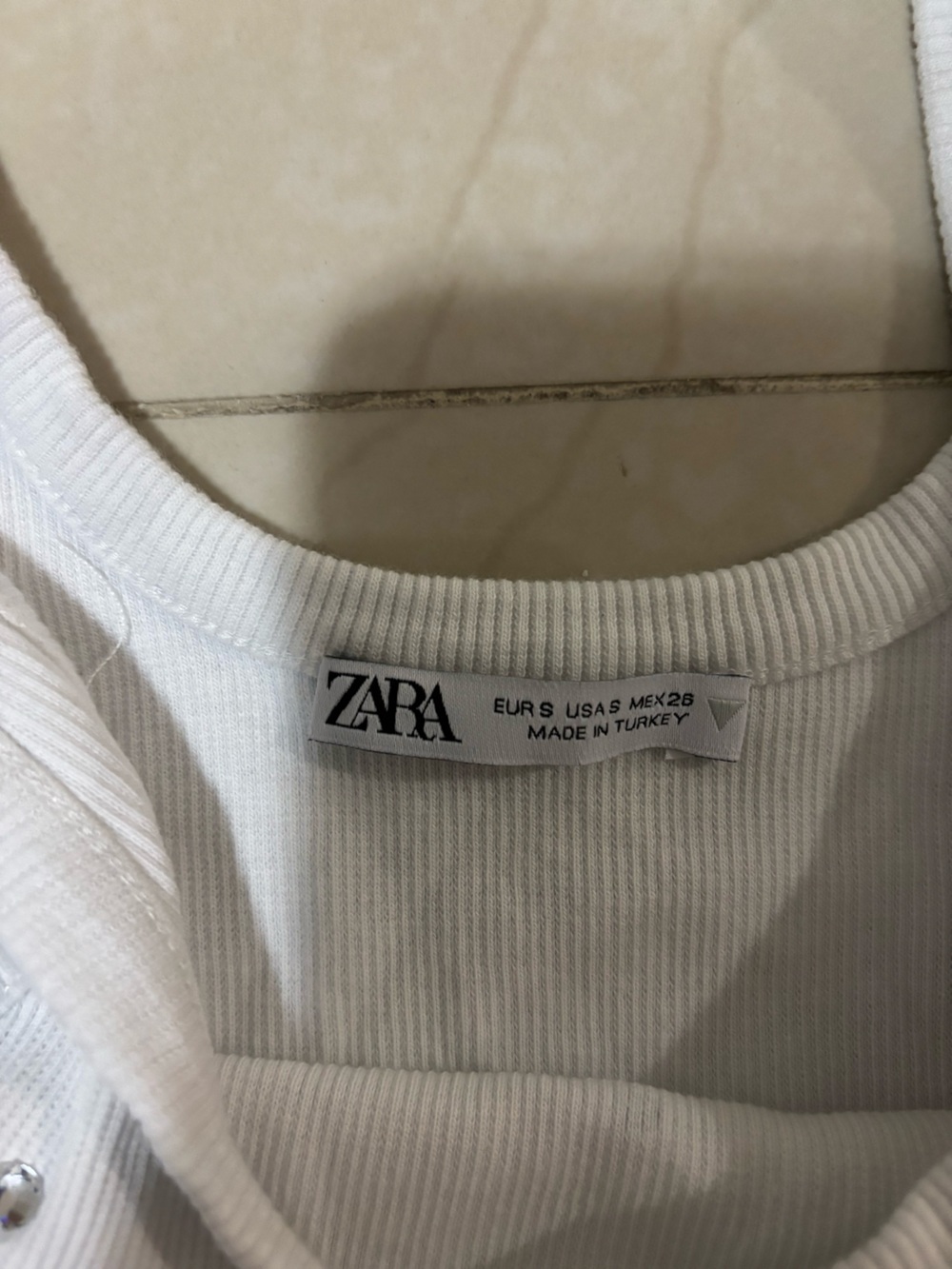 Zara White Ribbed Rhinestone Tank - Picture 2 of 3